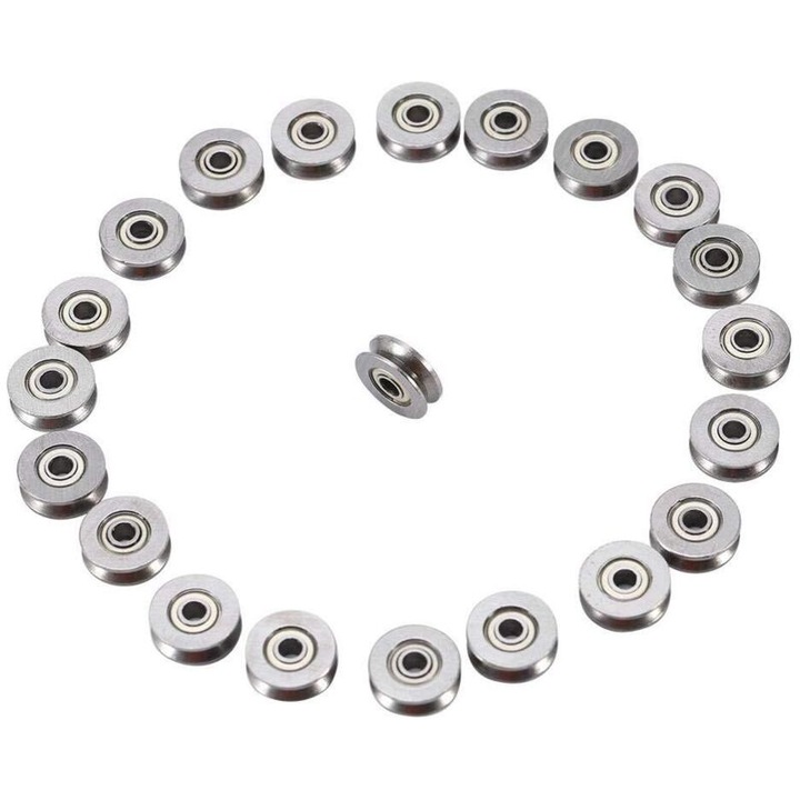Set 20 rulmenti V623ZZ din otel carbon, 3x12x4mm, pentru sisteme de miscare liniara
