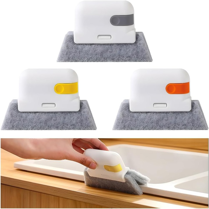 Set de 3 perii de curatare pentru fante auto, portocalie, galbena si gri, 5.31x3.38x0.98 inch