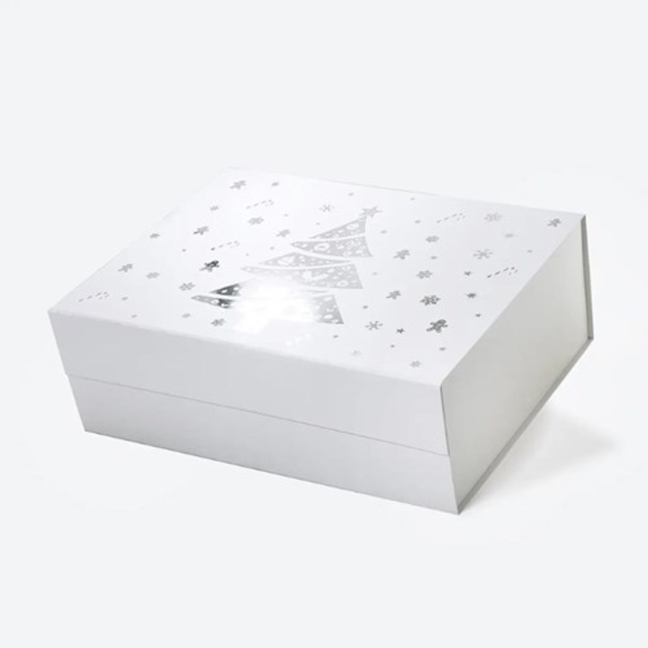 Cutie magnetica NEOPAK pentru Craciun, XXL, 600x440x200mm, Alb, pliabila, cu clapeta magnetica