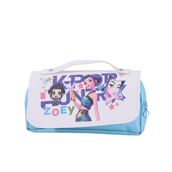 Nagy kapacitású tolltartó, Hunter Girls anime téma, többszínű, diákoknak