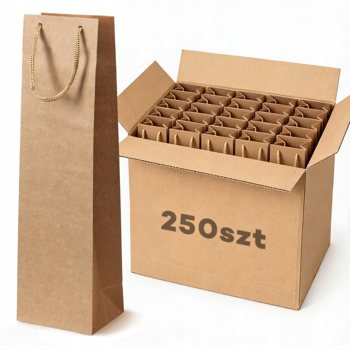 Sac pentru vin, Allbag, 11x9x40cm, brown, 130g/m2, set 250 buc.