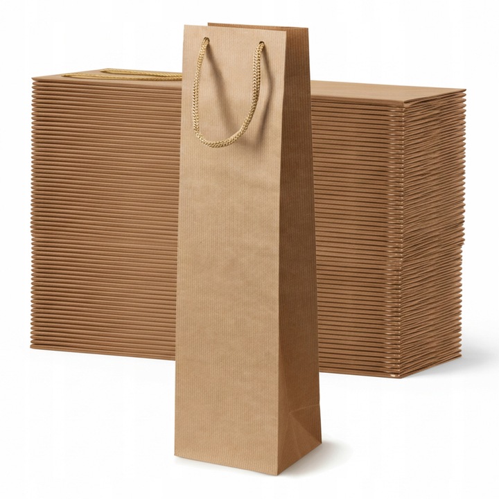 Set 50 pungi pentru bauturi, Allbag, 11x9x40 cm, maro, hartie
