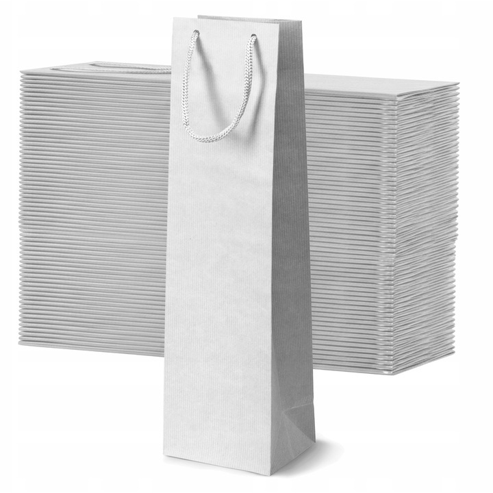 Set 50 pungi pentru bauturi, Allbag, 11x9x40 cm, alb