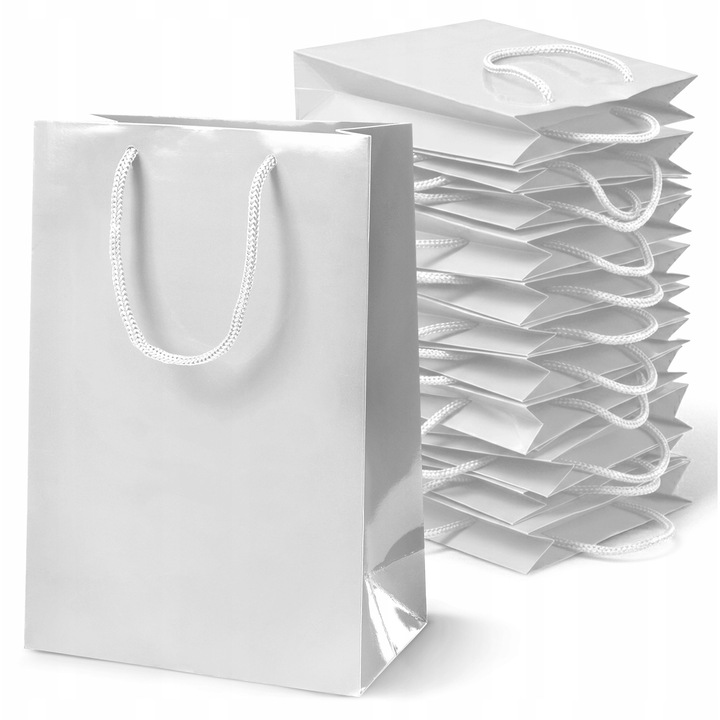 Set 25 torbe prezentare albe 24x9x32 cm laminate 190 GSM