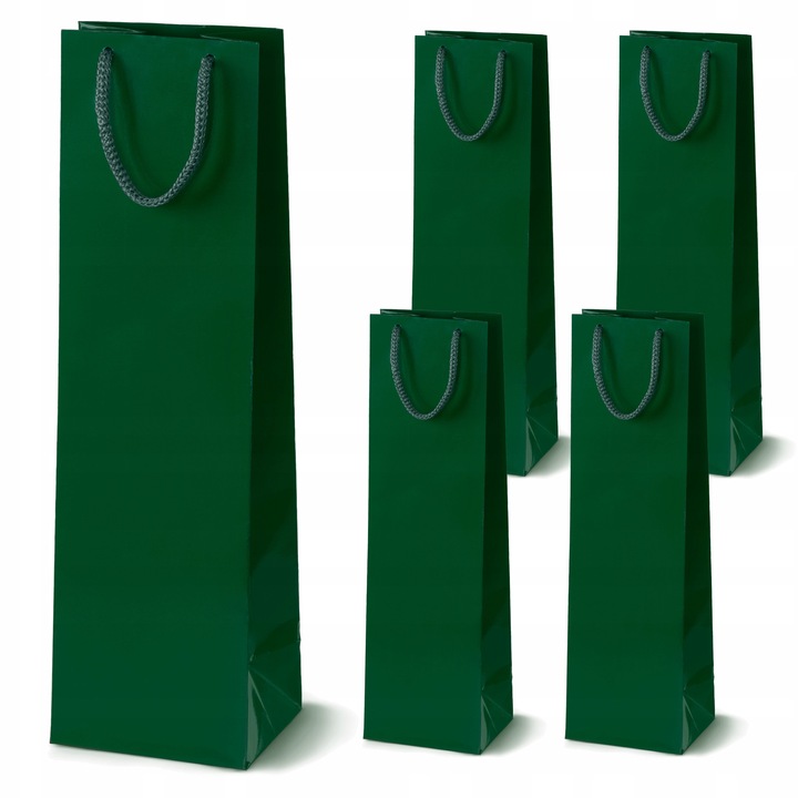 Set de 5 torbe de hartie pentru alcool, Allbag, 11x9x40cm, verde, laminat