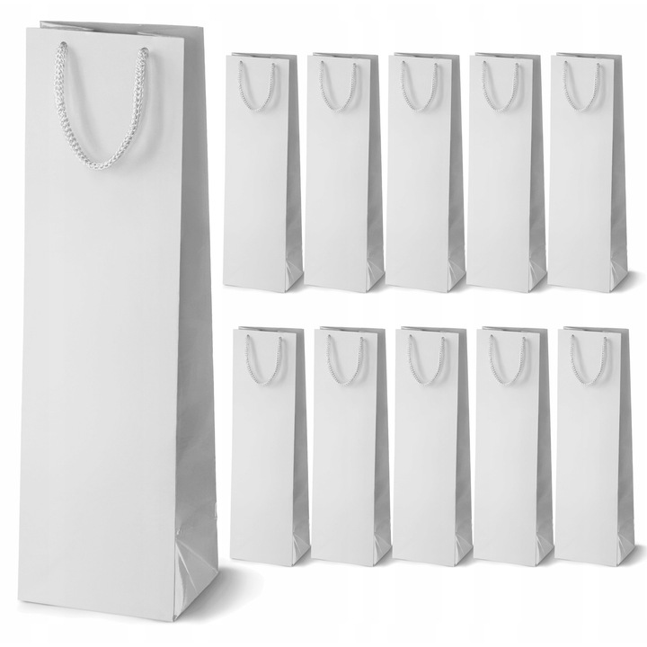 Set 10 pungi pentru bauturi, Allbag, 11x9x40 cm, alb, 190 GSM