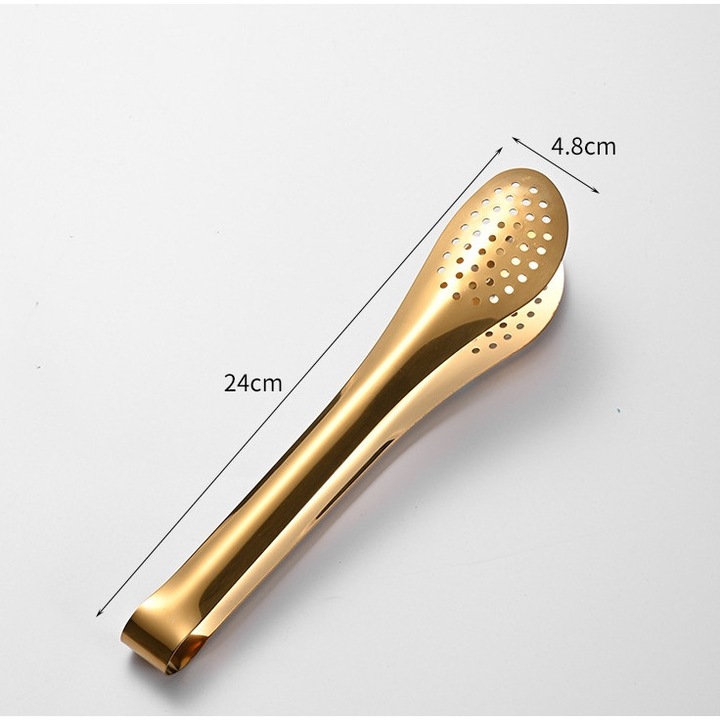 Ustensile gratar, cleste multifunctional din otel inoxidabil 304, rezistent la caldura si frig, 23cm, aurie