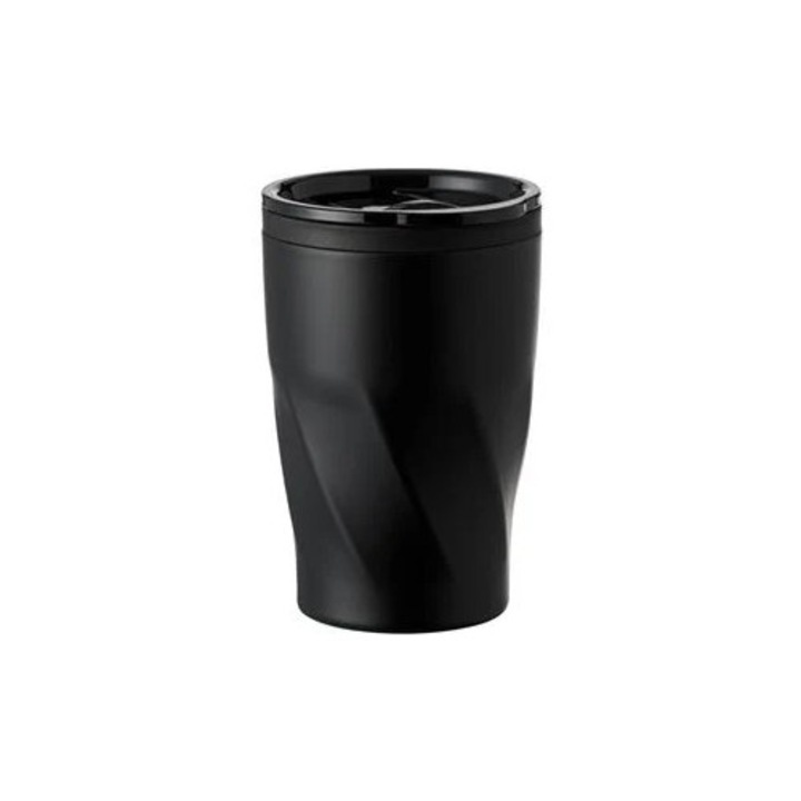 Pahar Termos Metalic Negru 350ml cu Capac Inclus