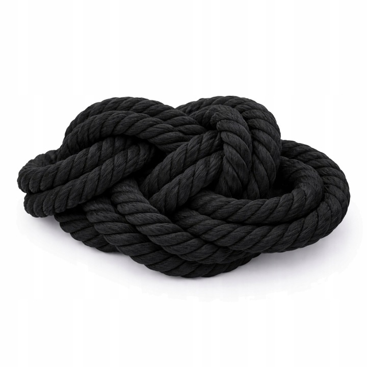 Sznur Baitean 10 mm, negru, 1 m, pentru macrame, material 100% bumbac
