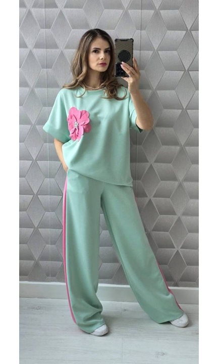 Compleu cu maneca scurta Glory, verde turcoaz, marime universala, 64x112cm