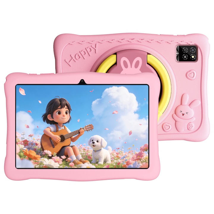 Tableta pentru copii Oscal Kido 2, Android 15, 10.1", 60Hz, 12GB Ram(4GB + 8GB extensibili), 64GB Rom, 800 x 1280, 6600mAh, 8 nuclee, WIFI6 (2.4G+5G), Tableta educationala, Roz