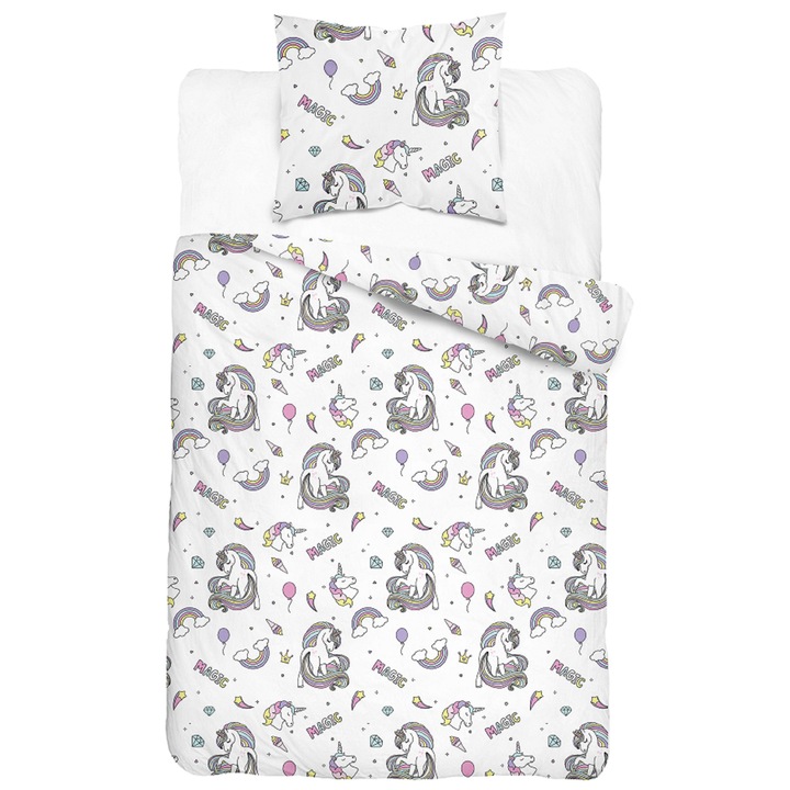 Detexpol ágynemű, 140x200cm, unikornis, 100% pamut, teljes szett