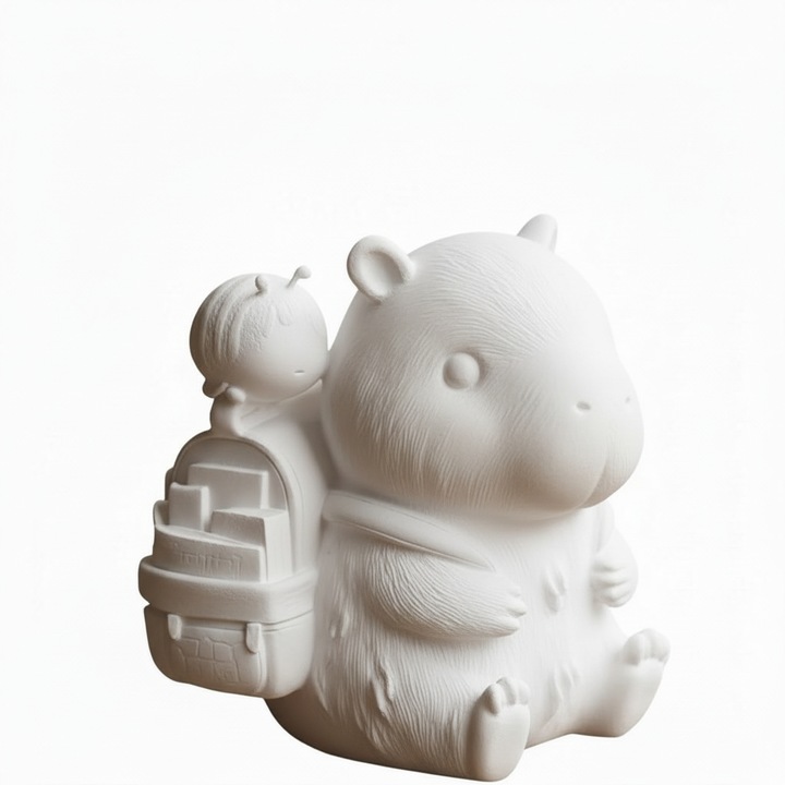 Set pictura: Figurina de ipsos 3D Capybara + Pensula si vopsea