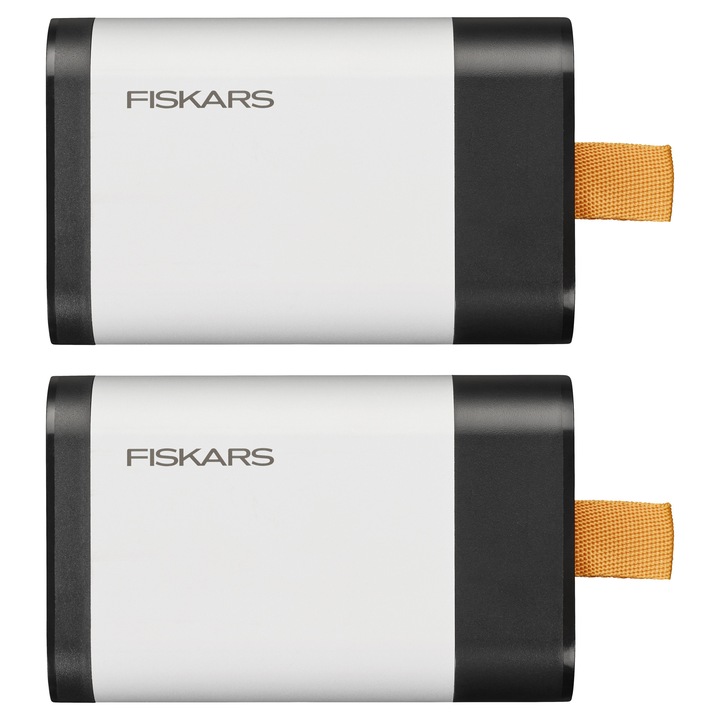 Set 2 acumulatori Fiskars 12V - 4.0 Ah, set 2 bucati, port incarcare USB-C, mod utilizare Powerbank, compatibilitate cu uneltele electrice pe acumulator 12 V Fiskars