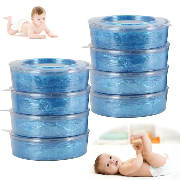 8 darab utántöltő pelenkatárolóhoz, YOUKUKE®, Kompatibilis Diaper Genie LitterLocker / Angelcare / Munchkin, Kék
