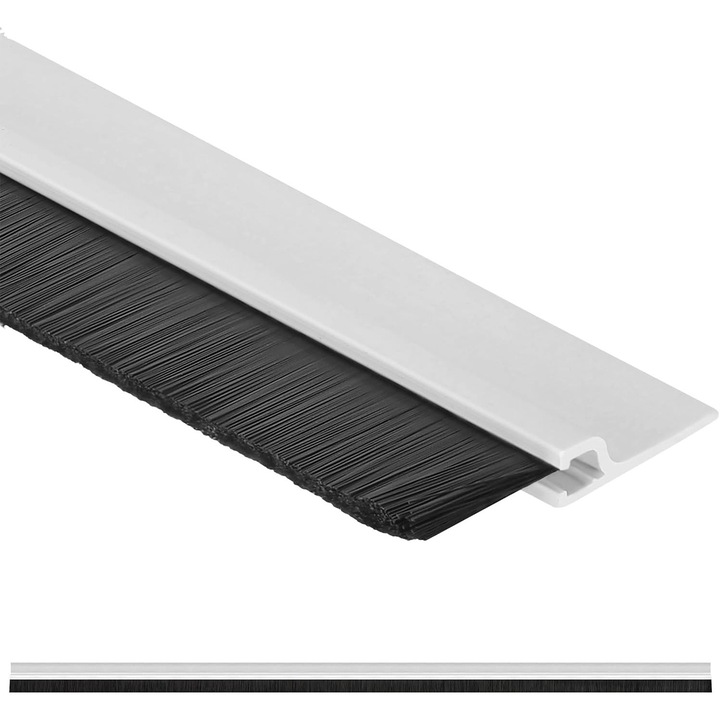 Garnitura de etansare usa, Autoadeziva, Cu perie, 1 m, PVC Alba