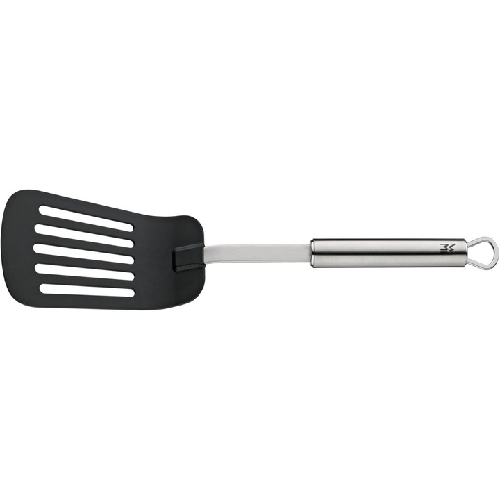 Spatula WMF Profi Plus, 32, 2 cm, otel inoxidabil Cromargan®, finisaj partial mat, fata din plastic, lavabila in masina de spalat vase, rezistenta la caldura
