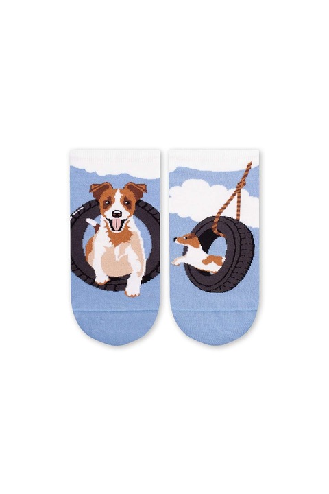Sosete scurte bumbac Arty Socks cu Jack Russell, 43-46 EU, Albastru