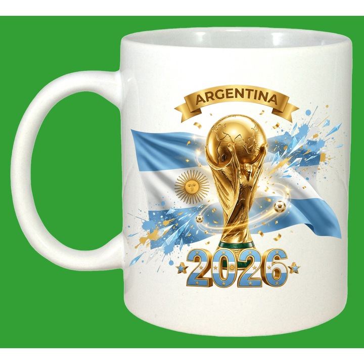 Cana Argentina World Cup 2026 Fifa V2, Cadou, Sarbatori, Cri-Flo, Culoare Alb, 330 ml