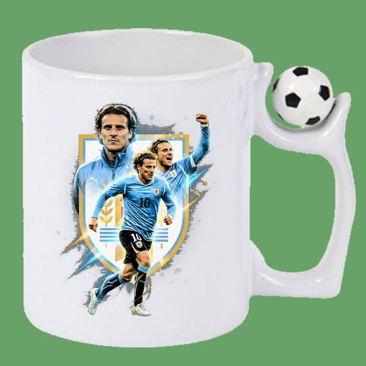 Cana Diego Forlan Uruguay World Cup Fifa 2026 V2, Cadou, Sarbatori, Cri-Flo, Maner cu minge Anti Stres, Culoare Alb, 330 ml