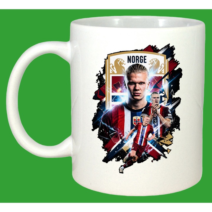 Cana Erling Haaland Norway World Cup Fifa 2026 V2, Cadou, Sarbatori, Cri-Flo, Culoare Alb, 330 ml