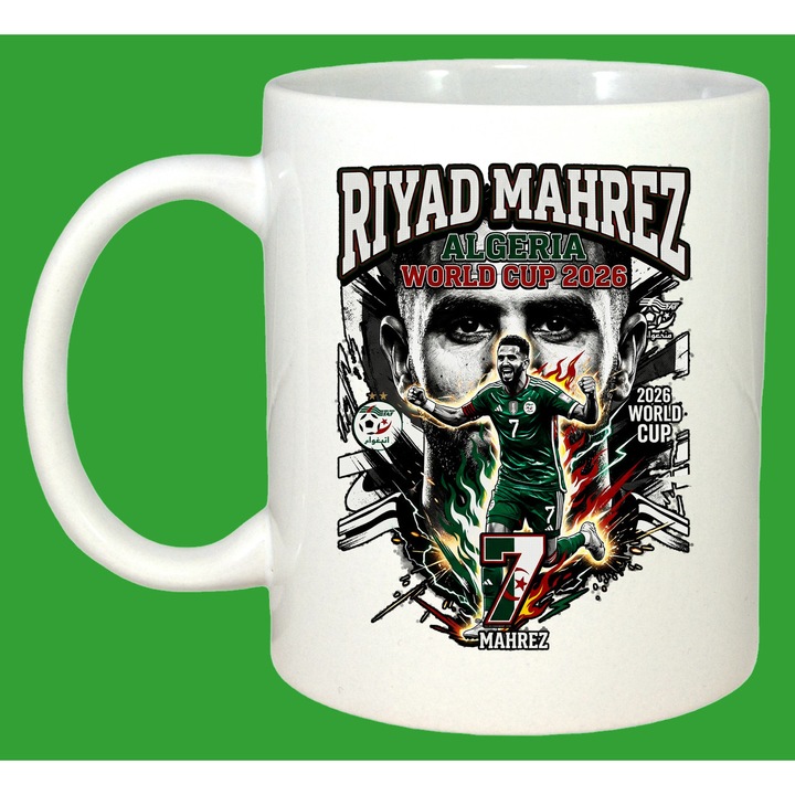 Cana Riyad Mahrez Algeria World Cup Fifa 2026, Cadou, Sarbatori, Cri-Flo, Culoare Alb, 330 ml
