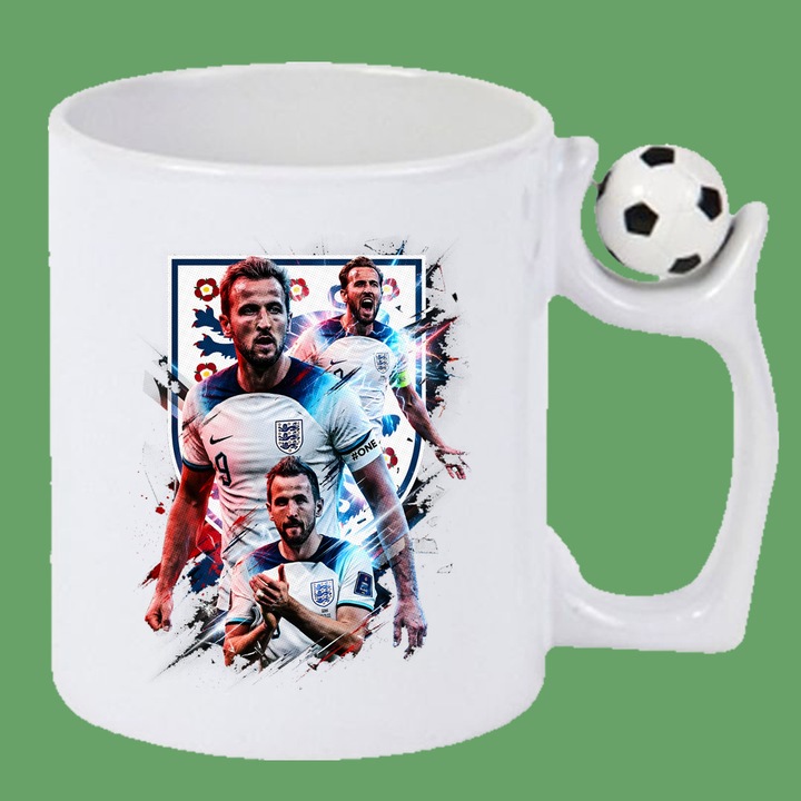Cana Harry Kane England World Cup Fifa 2026 V2, Cadou, Sarbatori, Cri-Flo, Maner cu minge Anti Stres, Culoare Alb, 330 ml