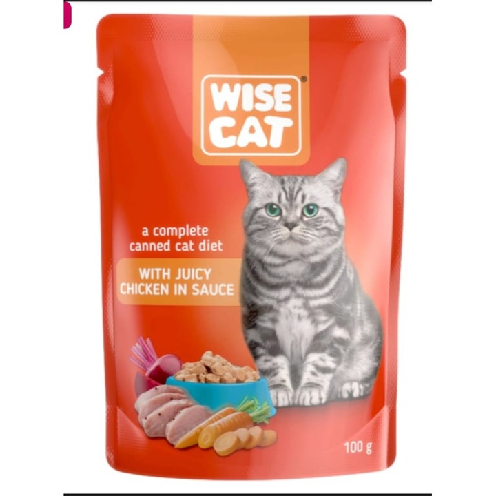 Мокра храна за котки с пиле в сос 100гр x24бр