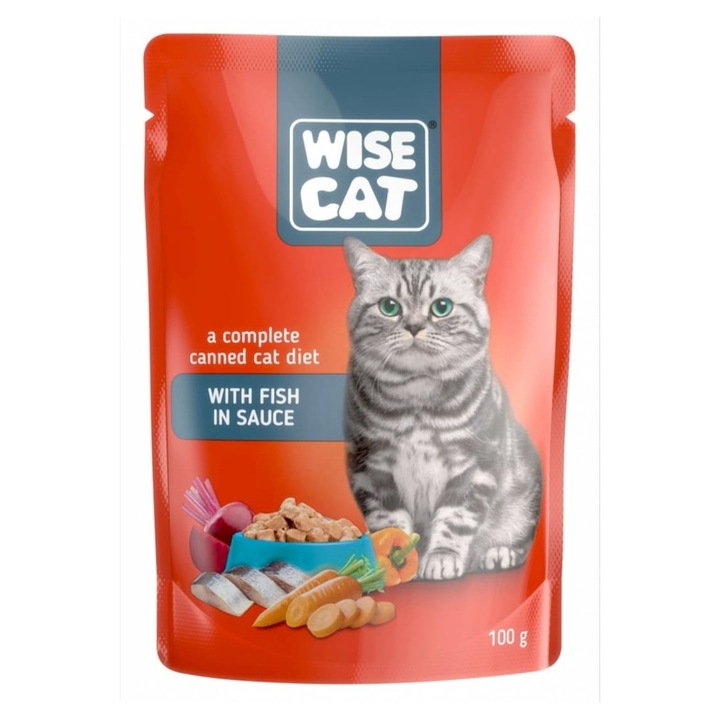 Мокра храна за котки с риба и зеленчуци в сос 100