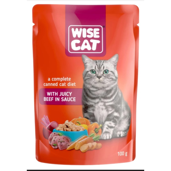 Храна за котки с говеждо в сос 100гр x 24бр