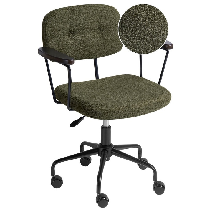 Scaun de birou Algerita Boucle Verde inchis