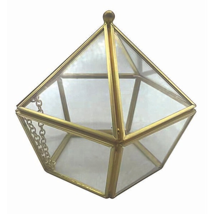 Terarium geometric, Katsos, 11x11cm, transparent/auriu