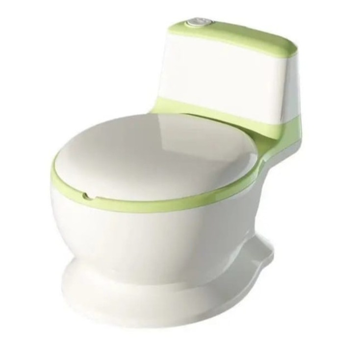 Olita tip minitoaleta, sunete, reductor moale din spuma, insert detasabil, capac rabatabil, vernil/alb, 1 an+