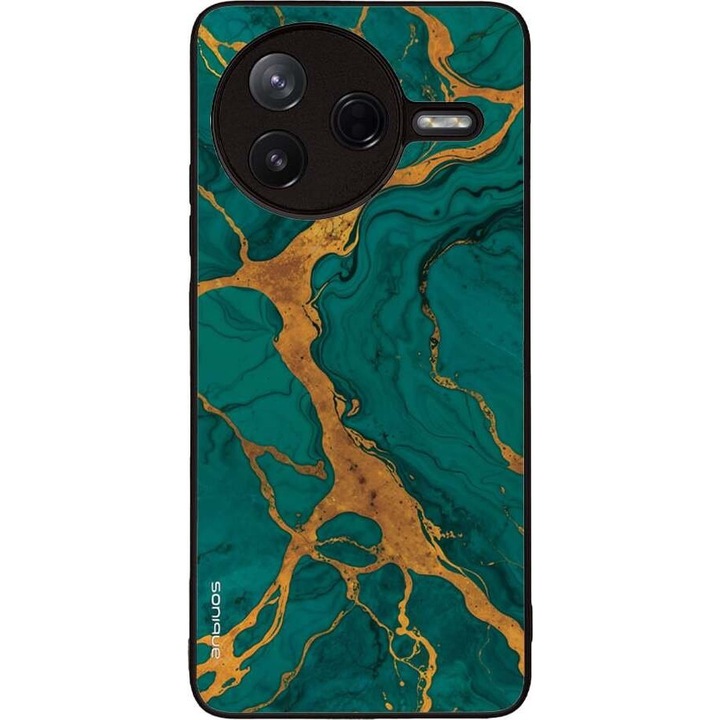 Husa telefon Sonique Marble Series pentru Xiaomi Poco F7 Pro 5G, verde, silicon, design modern, protectie antisoc