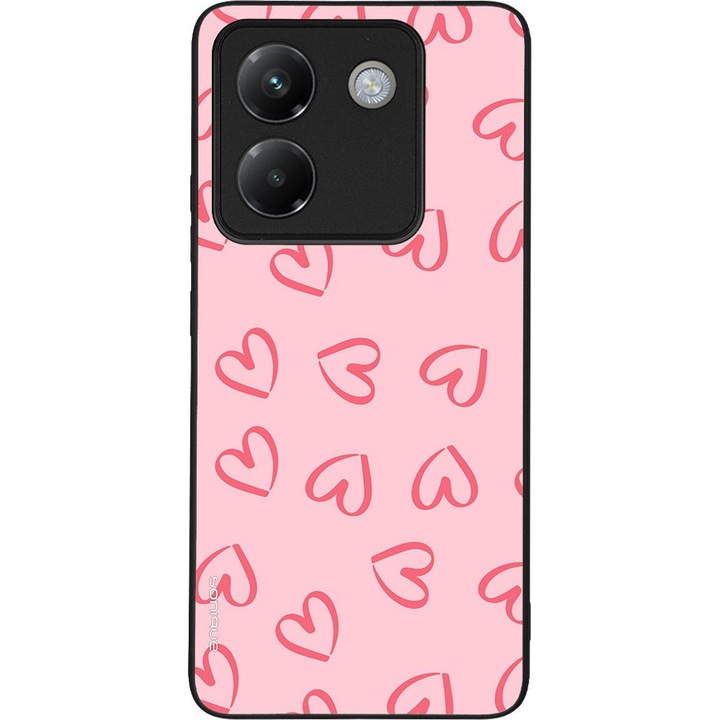 Husa telefon Sonique Heart Series, roz, pentru Xiaomi Poco M7 Pro 5G, silicon, antisoc