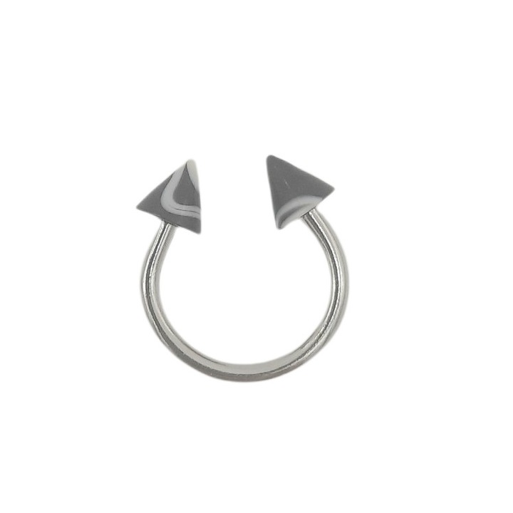 Piercing rotund din inox cu tepi de plastic negru cu alb la capete de 4 mm si diametru exterior 1, 5 cm Adria