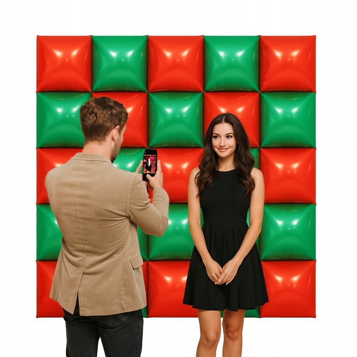 Zid de baloane set 25 buc, Allbag, rosu/verde, 46,5x46,5cm, decorare fotografica