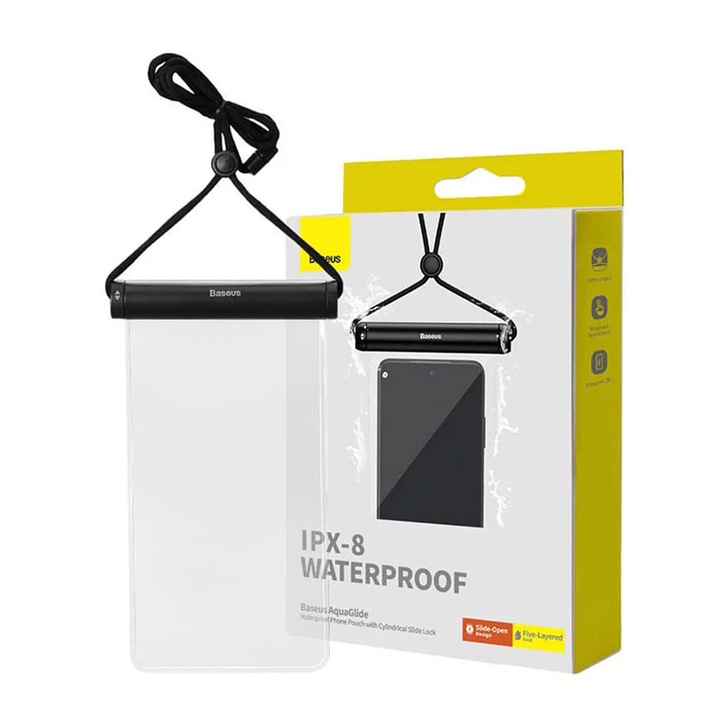 Husa waterproof Waterproof Case (P60263701113 00) IPX8, with Cylindrical Slide Lock, for Phone 7.2" Negru