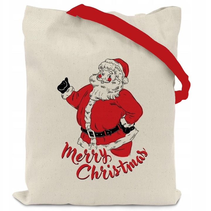 Punga ecologica de bumbac, Allbag, 38x42cm, ecru, 145g, pentru cadouri de Craciun