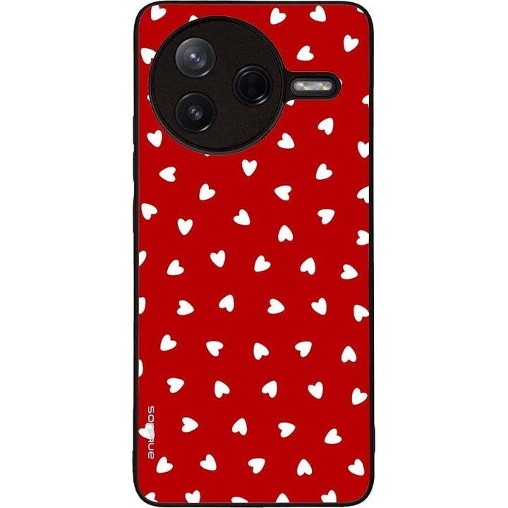 Husa telefon Sonique Heart Series, rosie, pentru Xiaomi Poco F7 Pro 5G, silicon, antisoc, design modern