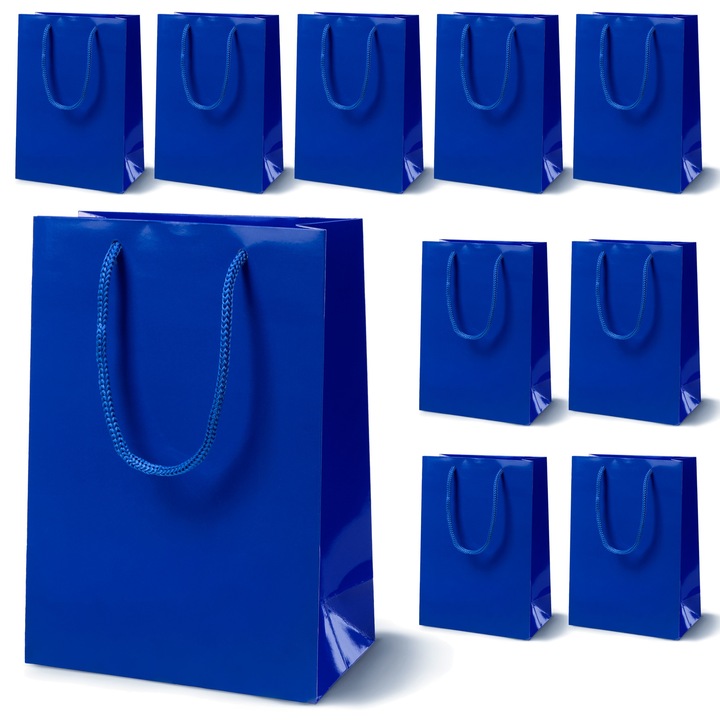 Set 10 torbe de prezent laminat, Allbag, 17x7x21cm, granat, 190 g/m2