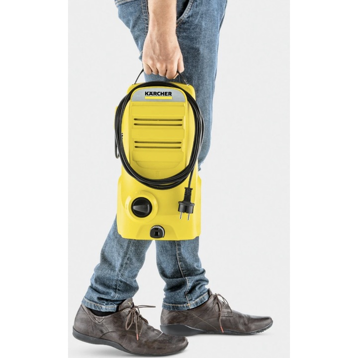 Водоструйка, Karcher, 1400 W, дебит 360 л/ч, IPX5, капацитет на почистване 20 кв.м/ч, ергономична дръжка, която се прибира, 110 бара, електрическа, 40 градуса макс., маркуч 3 м, кабел 5 м, 3.4 кг, 220V