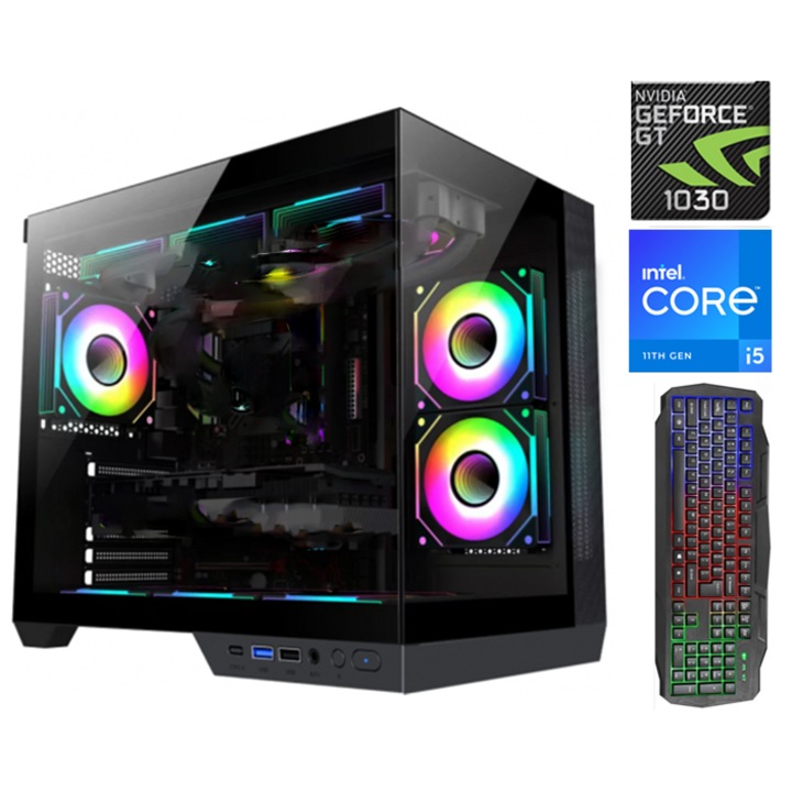 PC Gaming Intel ® I5 4570 3.2GHz, 16 GB RAM, Placa Video NVidia® Gforce GT 1030, HDD500GB SSD 128GB Tastatura iluminata -cbx