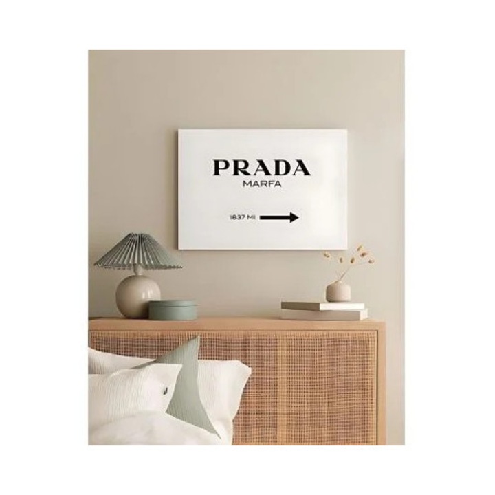 Tablou decorativ Re-Bloom, panza/lemn, alb/negru, 40 x 60 cm