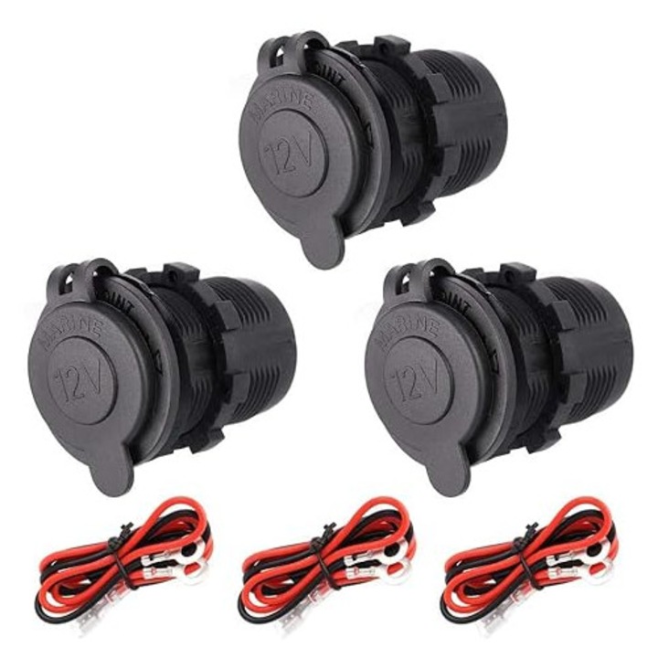 Set 3 prize brichete 12V, impermeabile, pentru ATV, RV, motociclete, cu siguranta si cablu