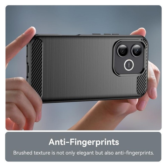 Husa Upzz® Compatibila cu Honor 600 LITE, Anti-Soc, Slim, Protectie Camera, Design Carbon Premium, TPU + PC, Negru