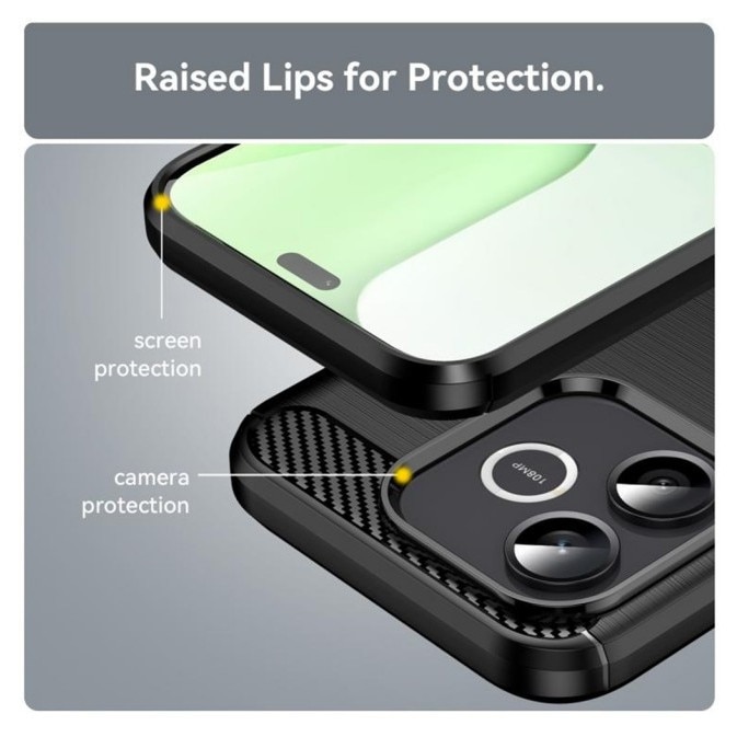 Husa Upzz® Compatibila cu Honor 600 LITE, Anti-Soc, Slim, Protectie Camera, Design Carbon Premium, TPU + PC, Negru