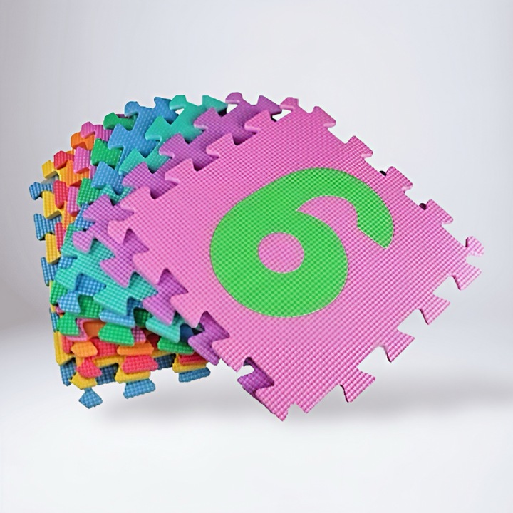 Covoras Puzzle din Spuma EVA pentru Copii, cu Cifre Colorate, Antiderapant, Covor de Joaca Educativ