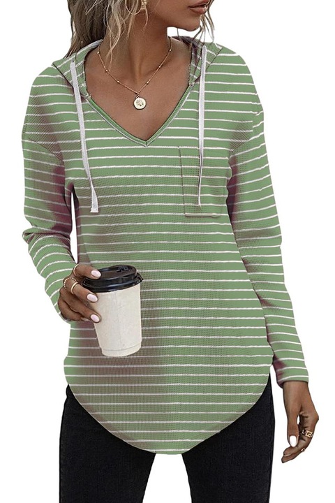 Hanorac cu gluga pentru femei, casual, fitness, maneca lunga – verde deschis, Verde