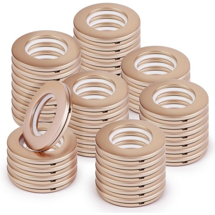 Set 48 inele perdele 40 mm, plastic ABS, inele galerie draperii cu montaj rapid, alunecare silentioasa, cafea